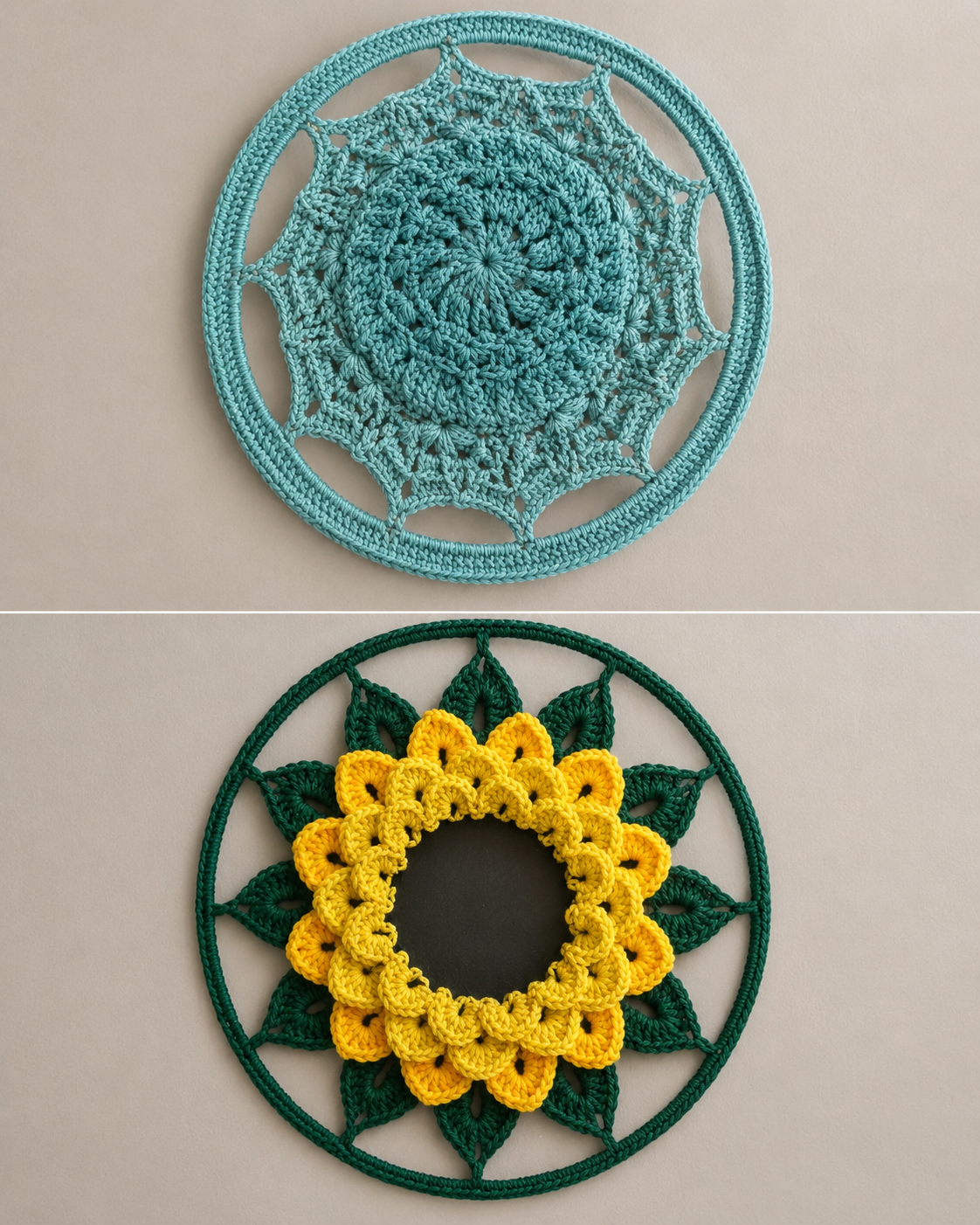 Handmade crochet item displayed in the carousel